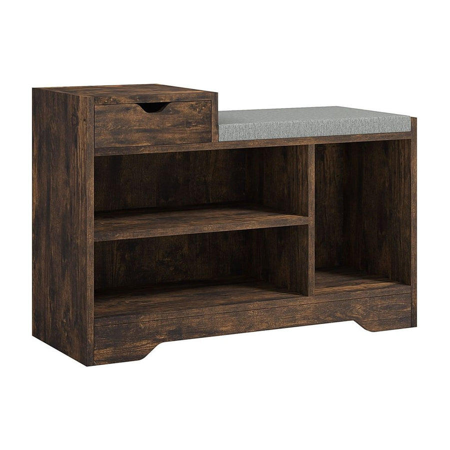 HOMCOM Multi-Compartment Shoe Bench in Rustic Brown