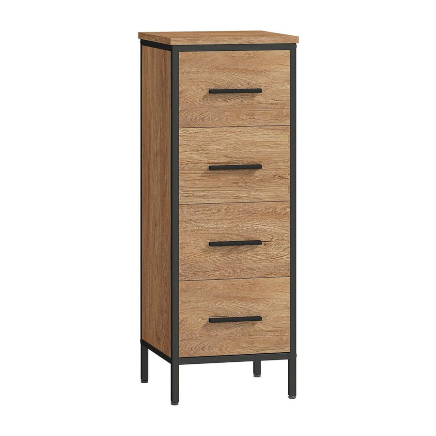 HOMCOM Narrow Bathroom Storage Cabinet with 4 Drawers - Oak