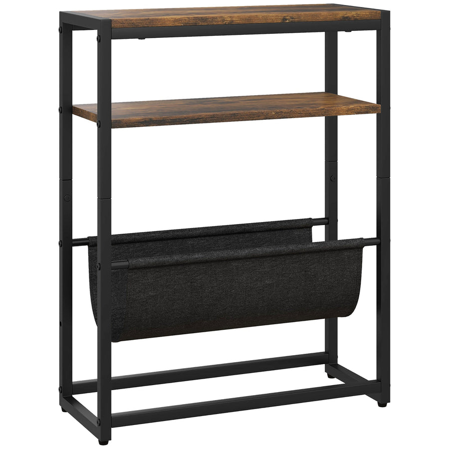 HOMCOM Narrow Side Table, End Table with 3-Tier Storage, V-Shaped Magazine Holder for Living Room, Bedroom, 43 x 18 x 56 cm