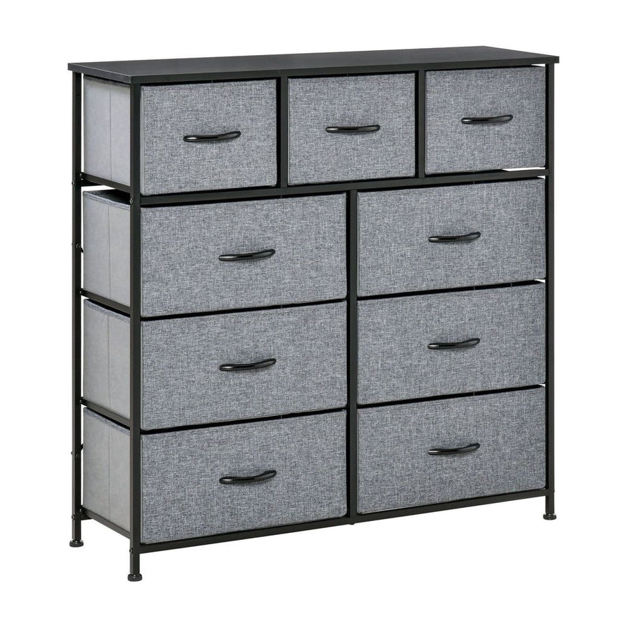 HOMCOM Nine Drawer Fabric Dresser - Grey