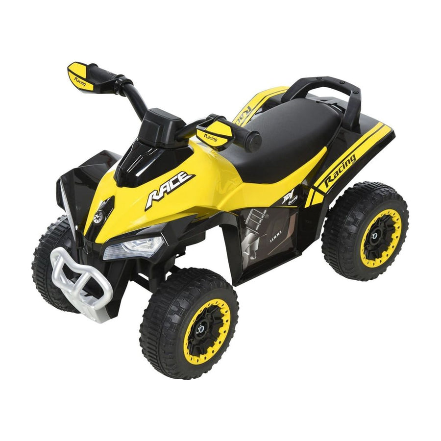 HOMCOM No Power Toddler Kids Ride on Car Walker Foot To Floor Slider in yellow and black, front three-quarter view