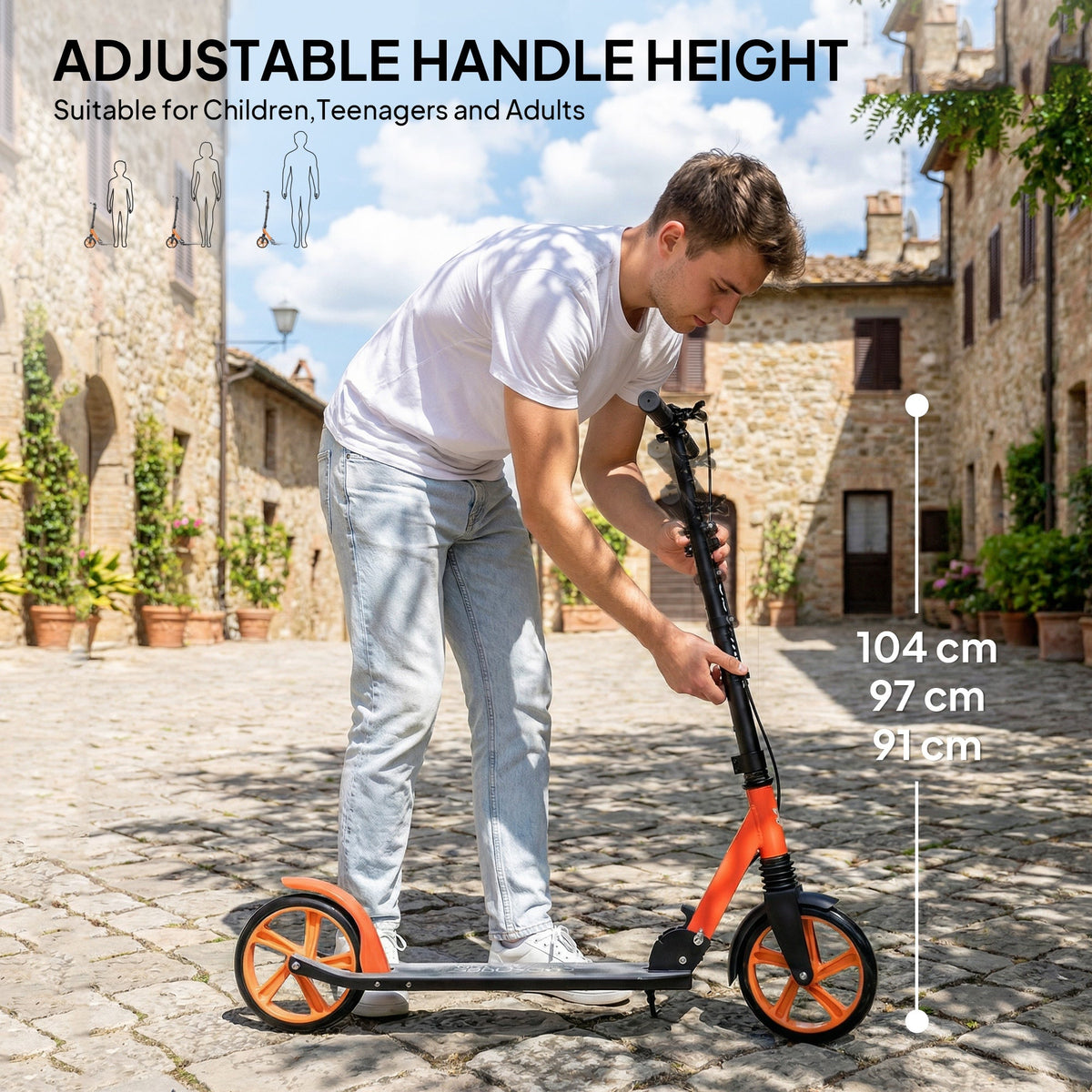 HOMCOM One-click Folding Kick Scooter in Red