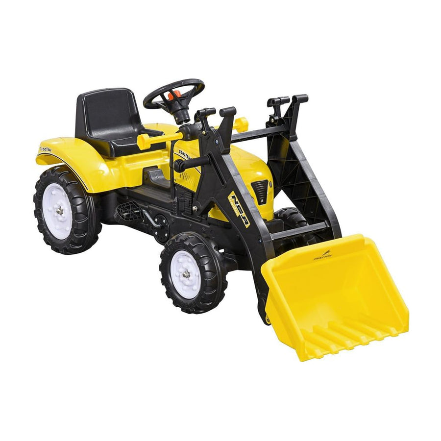 HOMCOM Pedal Go Kart Ride On Excavator with front loader digger and four wheels for children