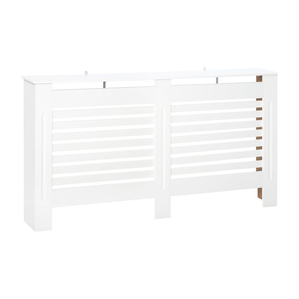 HOMCOM Radiator Cover, Modern MDF White Painted Cabinet with Horizontal Slats for Living Room, Bedroom, 172L x 19W x 81H cm