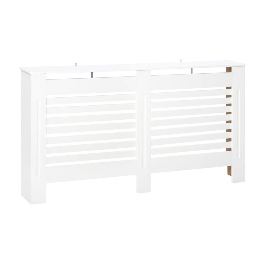 HOMCOM Radiator Cover, Modern MDF White Painted Cabinet with Horizontal Slats for Living Room, Bedroom, 172L x 19W x 81H cm