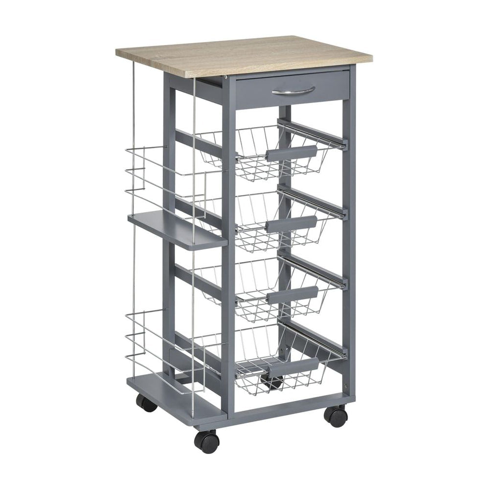 HOMCOM Rolling Kitchen Cart in Grey