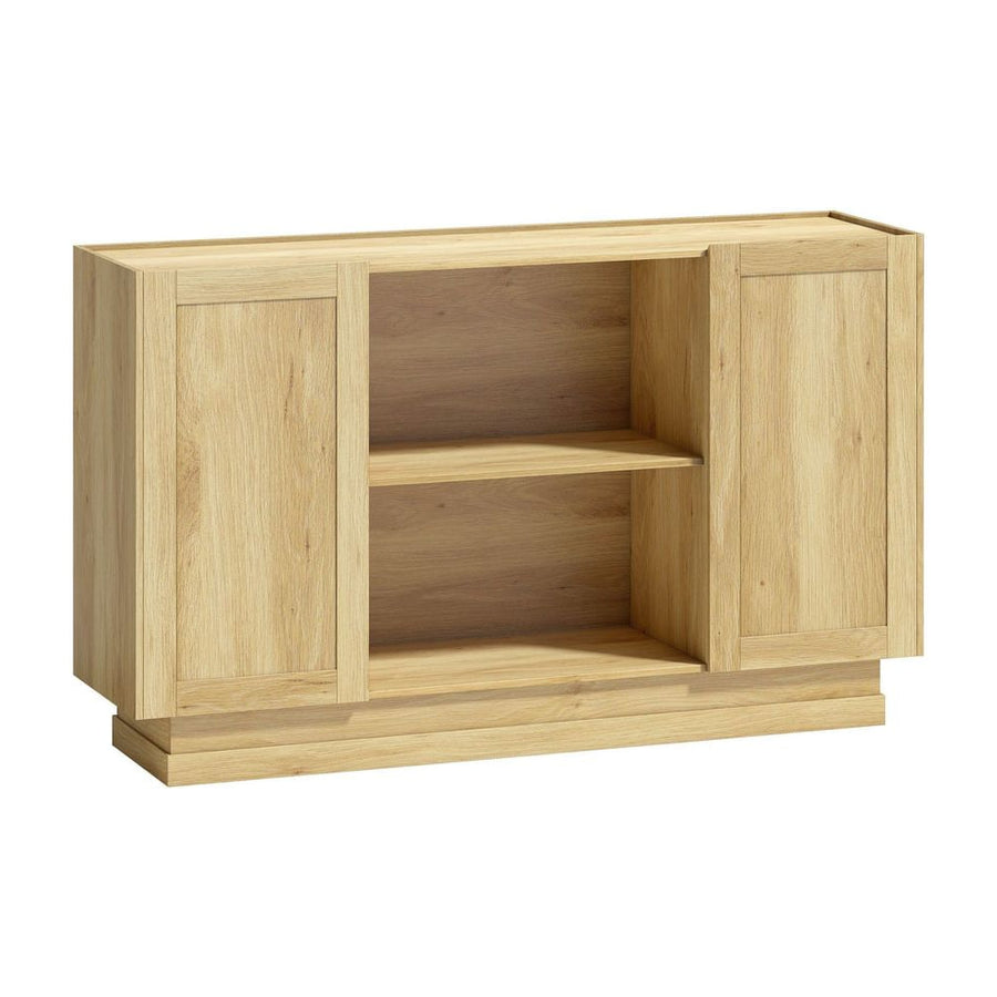 HOMCOM Sideboard Buffet Cabinet, 133 cm Storage Cabinet with 2 Open Shelves, 2 Cupboards and Soft Close Doors, Natural