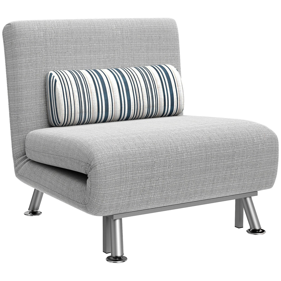 HOMCOM Single Sofa Bed, 1 Person Sleeper Foldable Lounge with Pillow, Grey