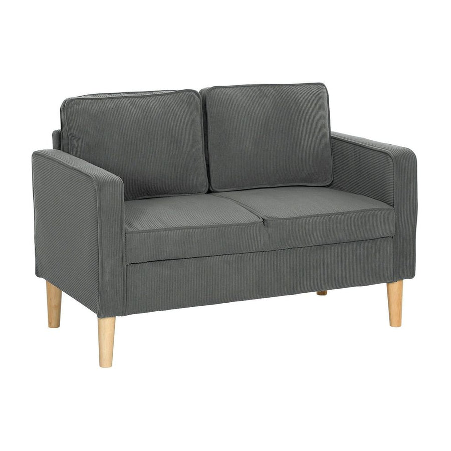 HOMCOM Small Two-Seater Corduroy Sofa - Grey