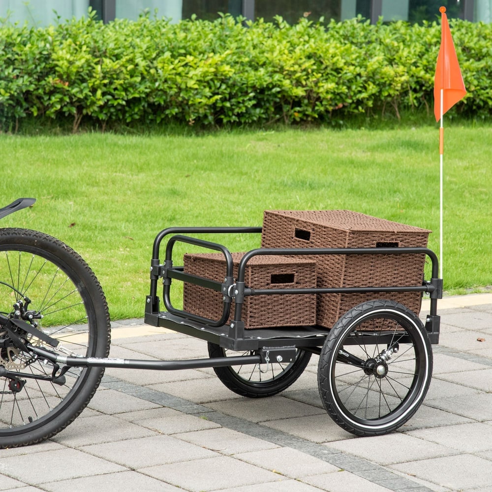 HOMCOM Steel Bike Trailer with Triple Safety in Black