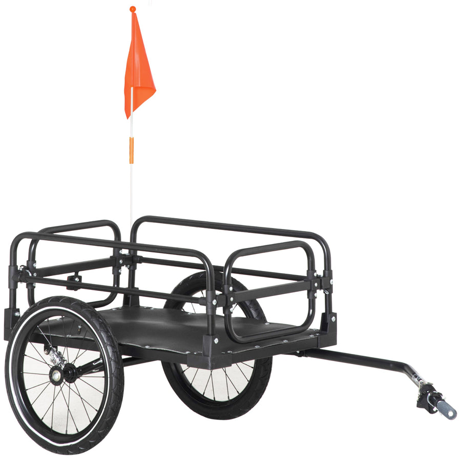 HOMCOM Steel Bike Trailer with Triple Safety in Black