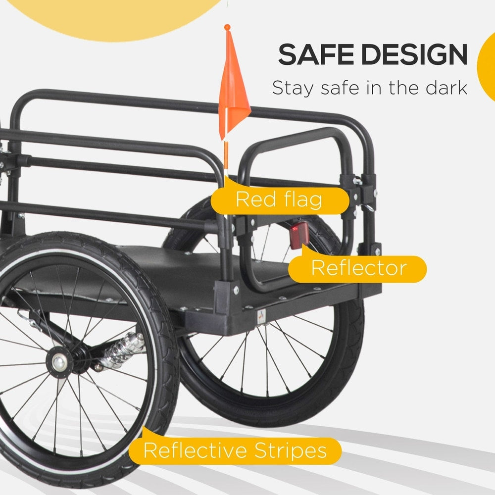 HOMCOM Steel Bike Trailer with Triple Safety in Black