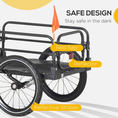 HOMCOM Steel Bike Trailer with Triple Safety in Black