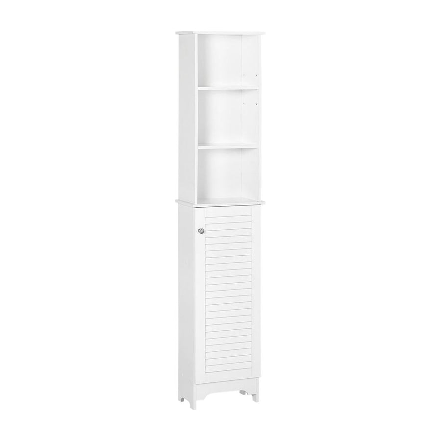 HOMCOM Tall Bathroom Cabinet Storage Cupboard Floor Standing Home Bathroom Furniture w/ 6 Shelves 165H x 34W x 20D cm White