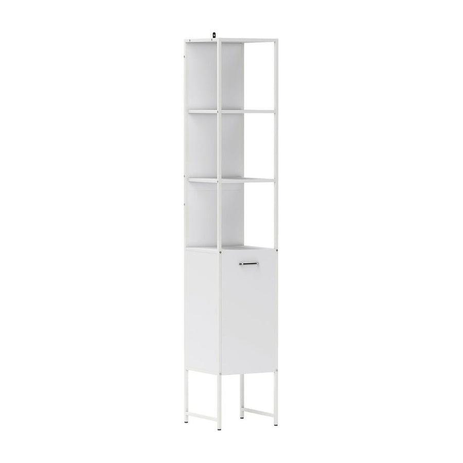 HOMCOM Tall Bathroom Cabinet with Open Shelves and Adjustable Shelf - White