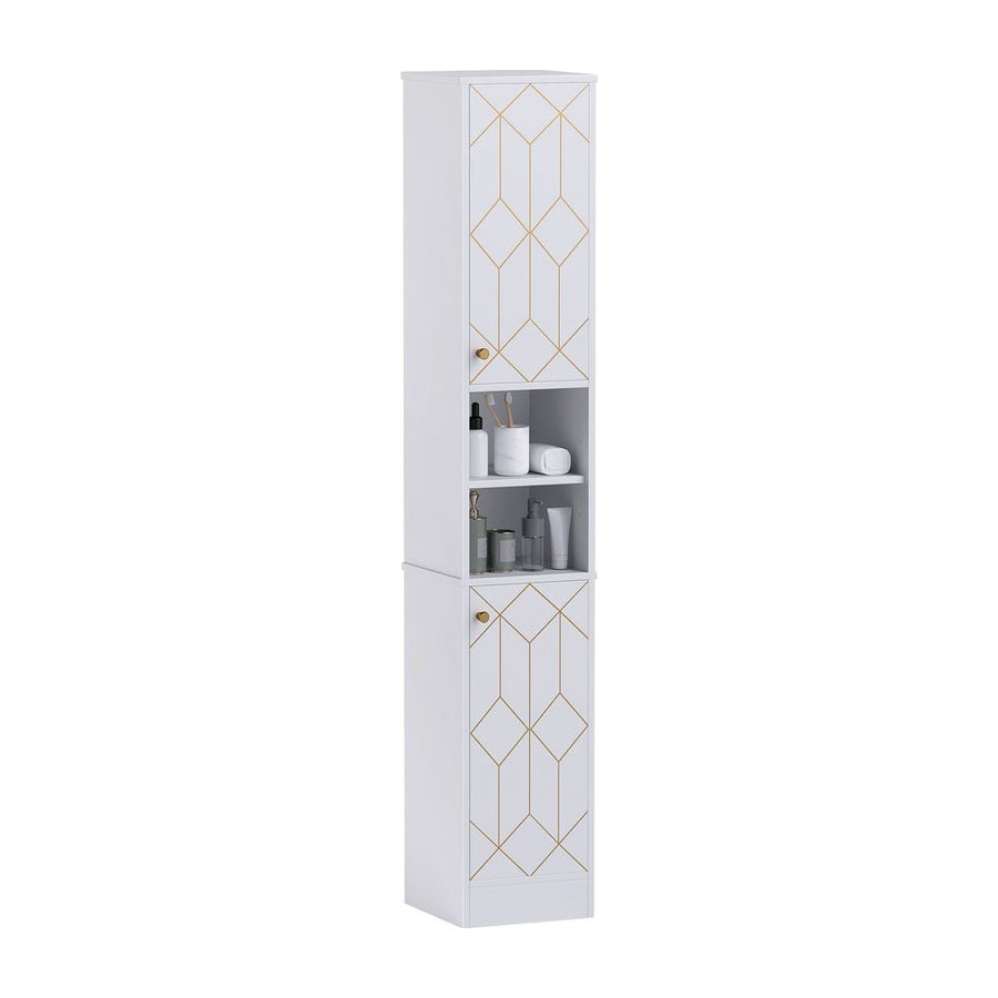 HOMCOM Tall Bathroom Storage Cabinet with Doors, Slim Bathroom Storage Unit with Adjustable Shelves, Freestanding Bathroom