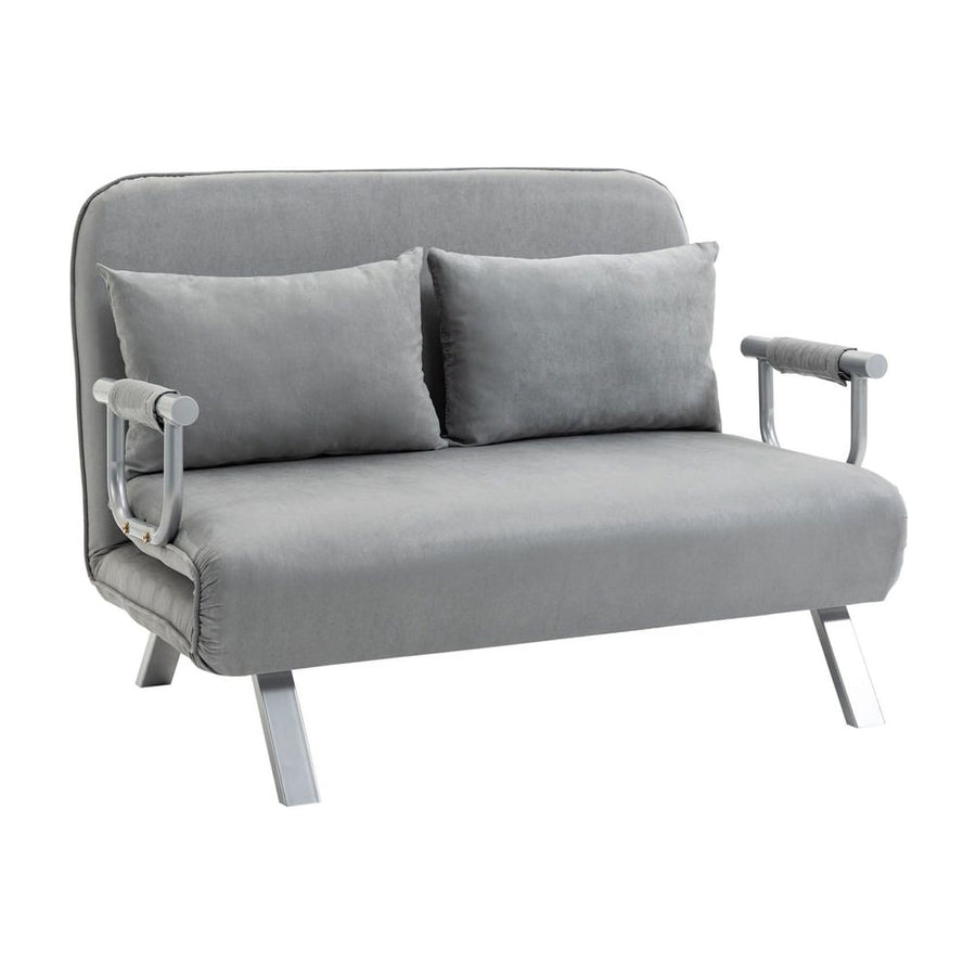 HOMCOM Two-Seater Click-Clack Sofa Bed - Light Grey