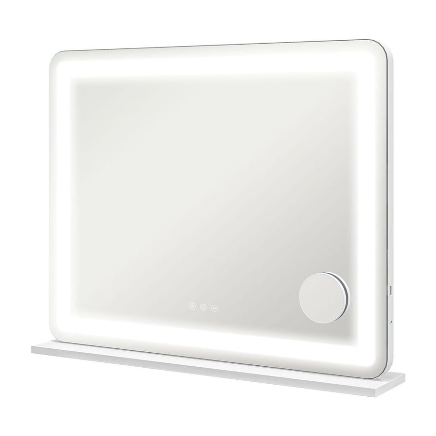 HOMCOM Vanity Mirror with Lights, Large Lighted Makeup Mirror with 3 Colour Lighting Modes, 10X Magnifying, USB Charging