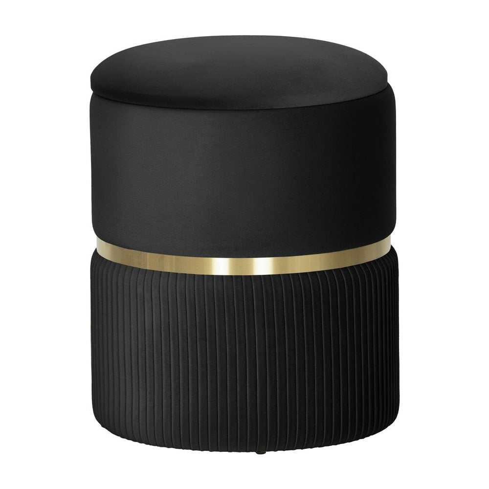 HOMCOM Velvet-Feel Storage Ottoman - Black