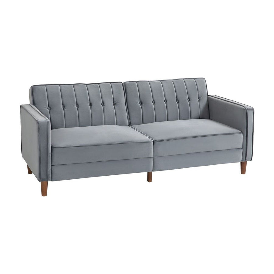 HOMCOM Velvet-Feel Three-Seater Sofa Bed - Dark Grey
