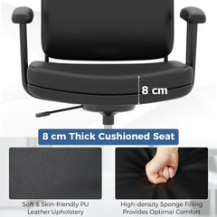 The office chair seat cushion detail showing the thickness and the texture of the upholstery