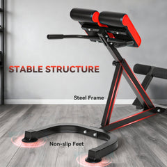 SPORTNOW 45-Degree Hyperextension Roman Chair, 5-Level Adjustable Back Extension Bench, Heavy-Duty Home Gym Equipment, Red
