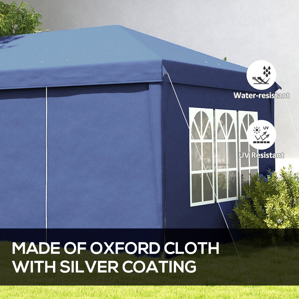 Outsunny 3 x 6m Pop-Up Gazebo, with Curtain Walls and Windows - Blue