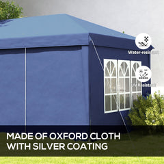 Outsunny 3 x 6m Pop-Up Gazebo, with Curtain Walls and Windows - Blue