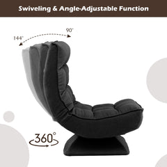 4-Position Adjustable Floor Chair with Swivel Base-Black