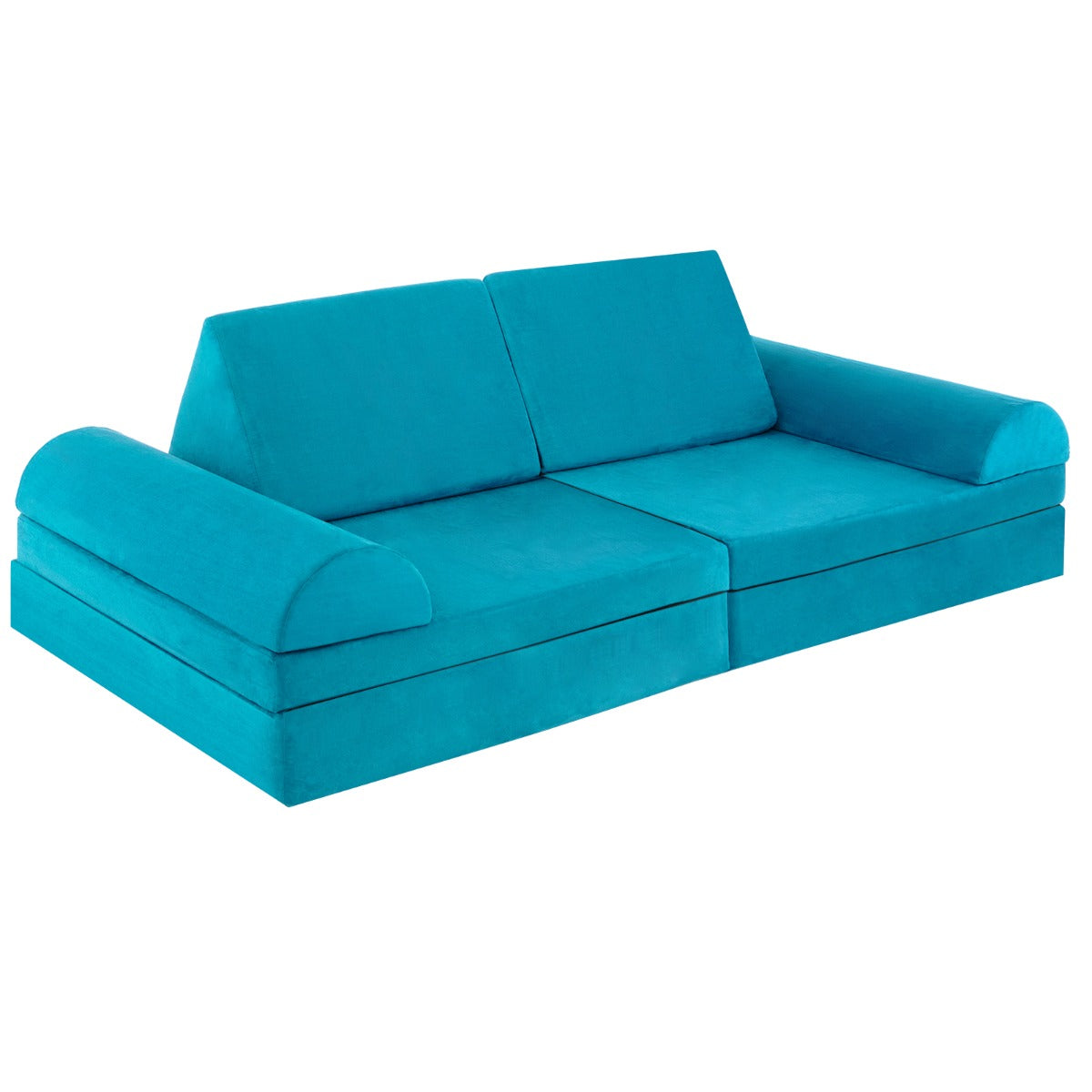 6 Pieces Modular Convertible Kids Play Couch Sofa-Green