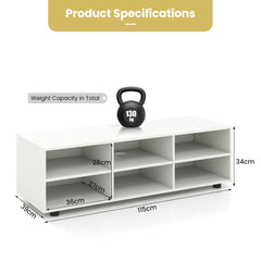 6-Cubby TV Stand TV Console Table with Adjustable Shelves-White