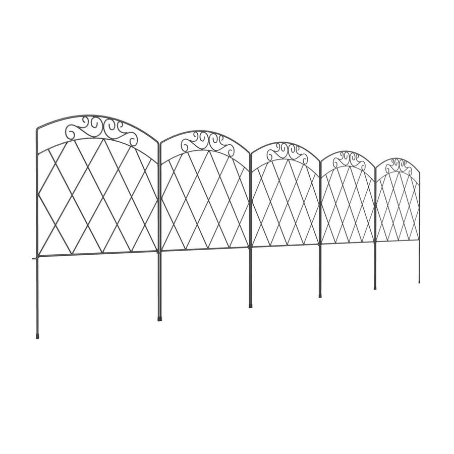 Outsunny 3m Decorative Metal Garden Fence - Diamond and Swirl Pattern
