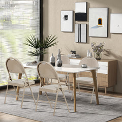 6 Pieces Folding Chairs Set with Handle Hole and Portable Backrest-Beige