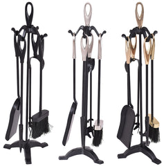 5 Pieces Fire Companion Set Black Fireside Fireplace Tools