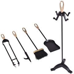 5 Pieces Fire Companion Set Black Fireside Fireplace Tools