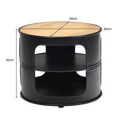 3-Tier Round End Table with Storage Shelves for Living Room