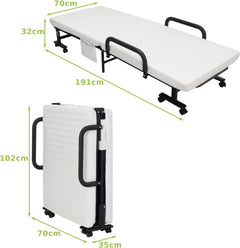 Folding Sofa Bed with Mattress-White