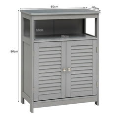 Bathroom Floor Cabinet with Double Shutter Door and Adjustable Shelf-Grey