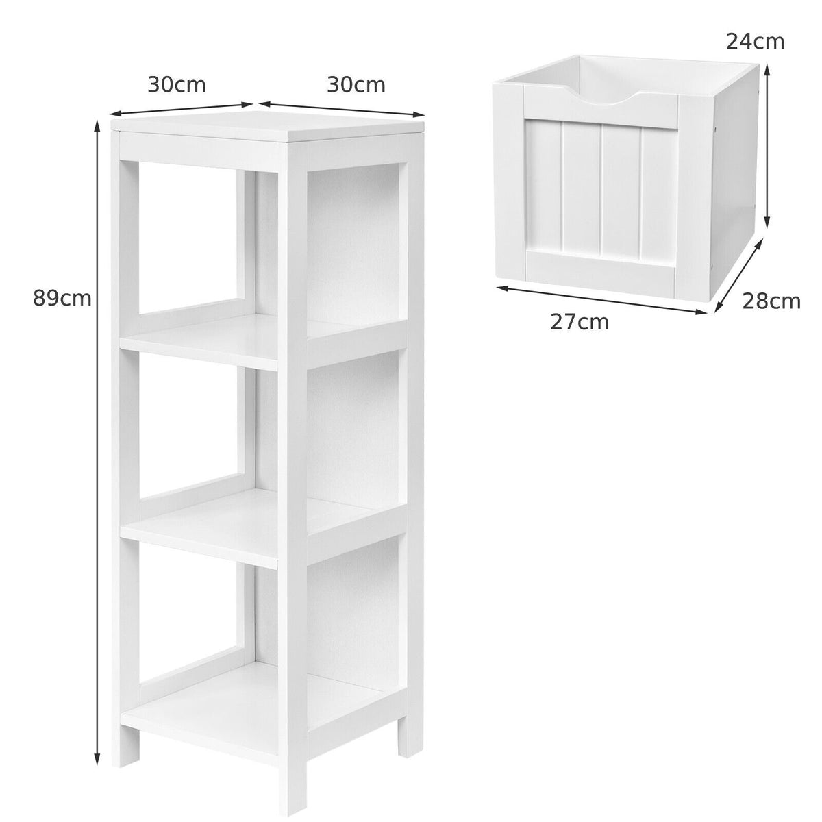 Dimensions of the white floor cabinet and its drawer