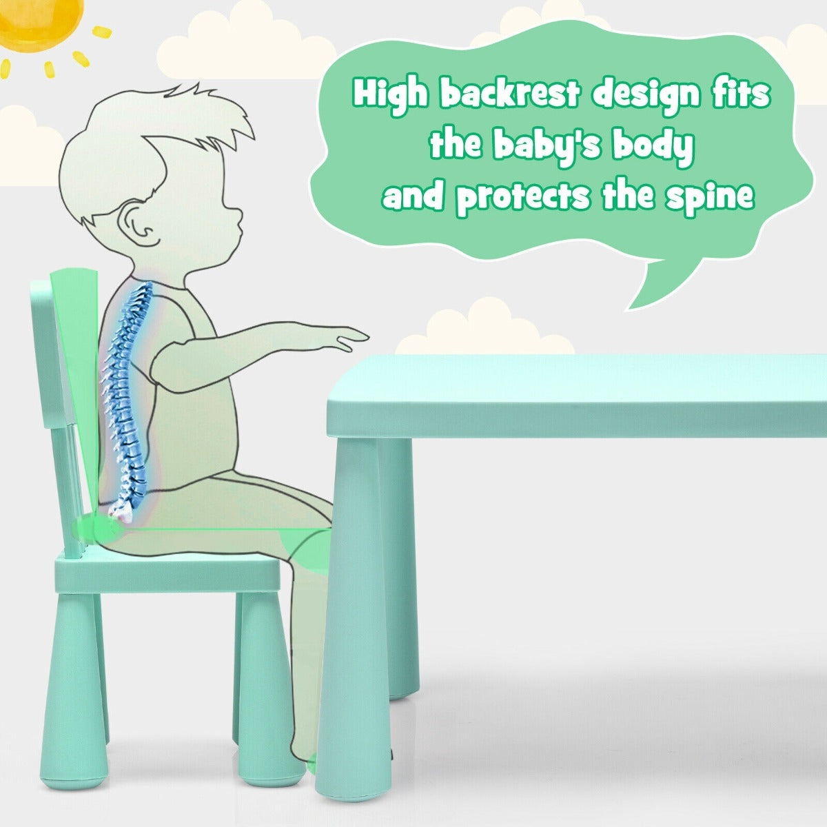 Children's Multi Activity Table and Chair Set-Green