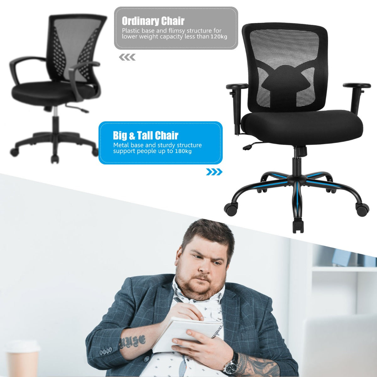 Ergonomic Executive Chair with Height Adjustable Computer Task Chair