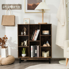 8-Cube Storage Organizer with 2 Anti-Tipping Mechanisms-Dark Brown