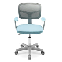 Kids Height-Adjustable Swivel Computer Desk Chair with Lumbar Support-Blue