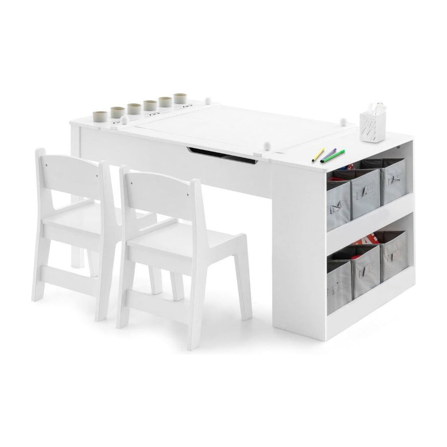 2-in-1 Kids Art Table Set with Chairs-White
