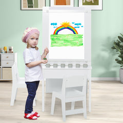 2-in-1 Kids Art Table Set with Chairs-White