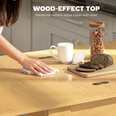HOMCOM Folding Dining Table for 4-6, Rectangular Extendable Drop Leaf Table for Small Spaces, 140 x 80 x 77.5 cm, Natural