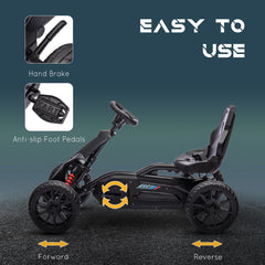 HOMCOM Kids Pedal Go Kart, with Adjustable Seat, EVA Wheels, Seat, Handbrake - Black