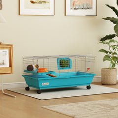 PawHut Small Animal Cage Rabbit Guinea Pigs Chinchillas Cage with Wheels Water Bottle