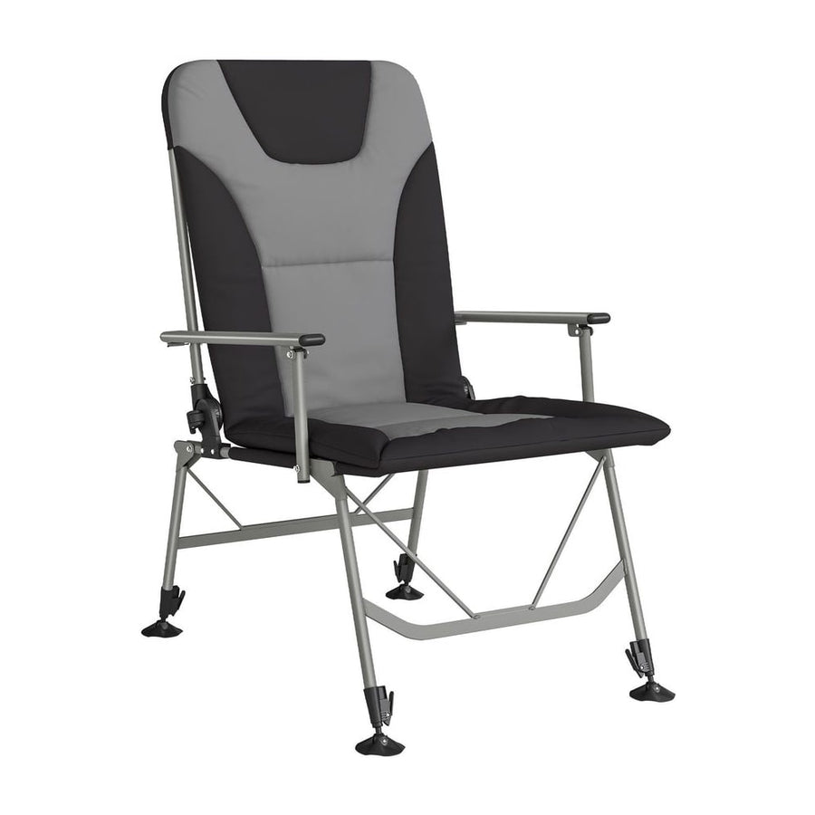 Outsunny Camping Chair Padded Reclining Folding Chair with Wide Armrests for Adults Black