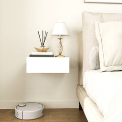 HOMCOM Floating Bedside Table Set of 2, Wall-Mounted Nightstand with Storage Drawer, White